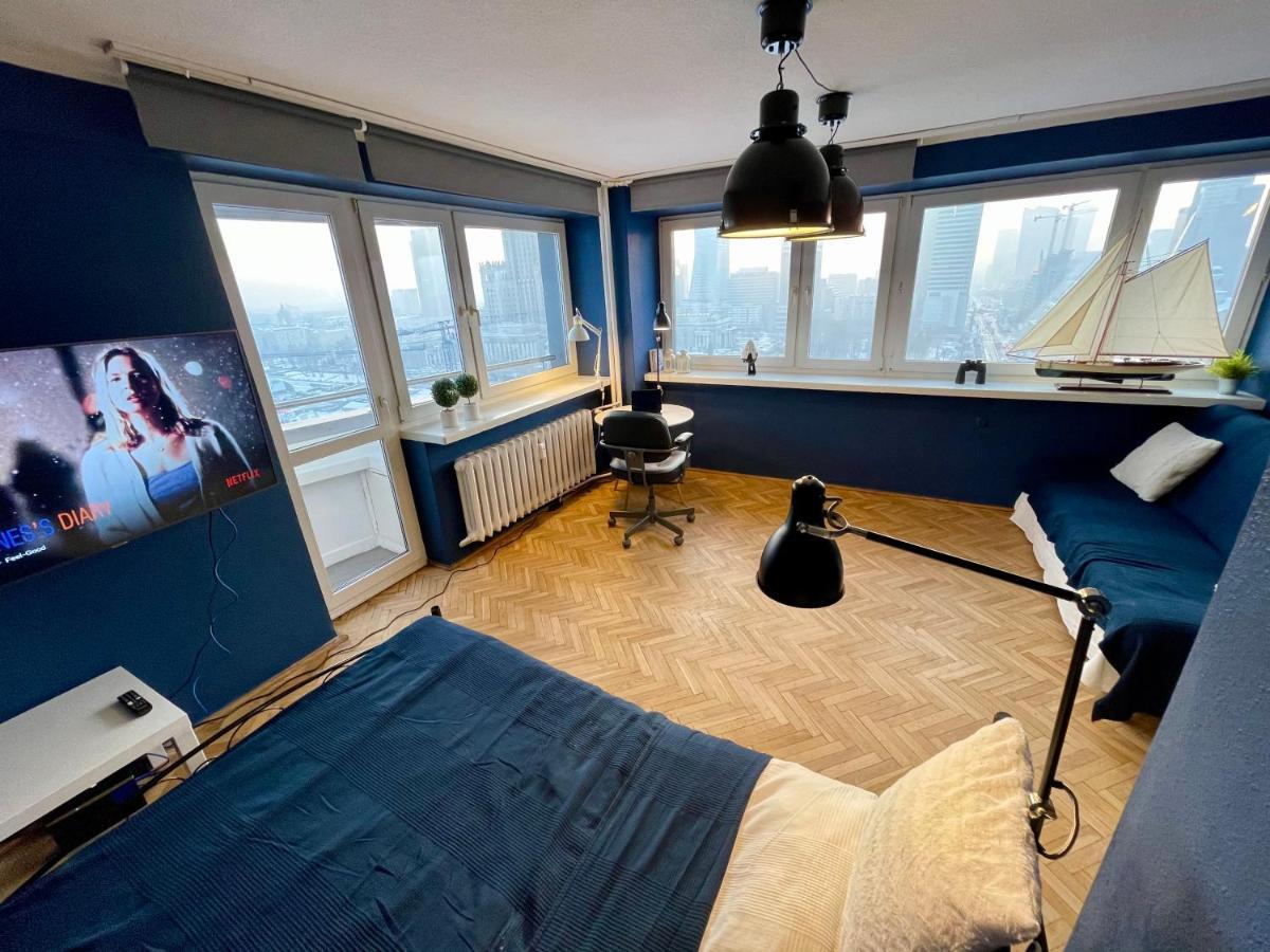 Super Apartament Blue Scisle Centrum Dwie Linie Metra Netflix Wifi 300 Mbs Panorama Miasta Varsovie Extérieur photo